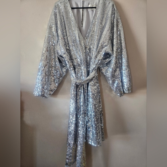Anthropologie Dresses & Skirts - Anthropologie Lisabette Silver Sequined Mini Dress sz XL